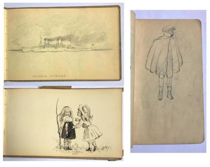 null Set of two percale sketchbooks by Jean DUVILLARD (child). End of the XIXth -...