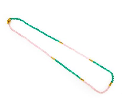 null Necklace necklace in quartz chrysoprase and pink quartz gilt metal clasp.