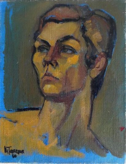 null École MODERNE
Portrait of a man
Oil on canvas
Signed and dated 66 lower left
35...