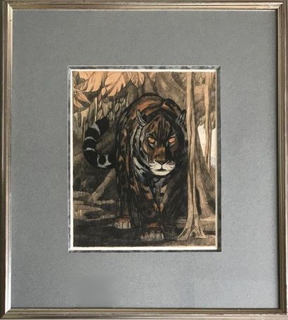 JOUVE Paul JOUVE (1878-1973) d'après
Le jaguar
Lithographie en couleur sur papier
Signé...