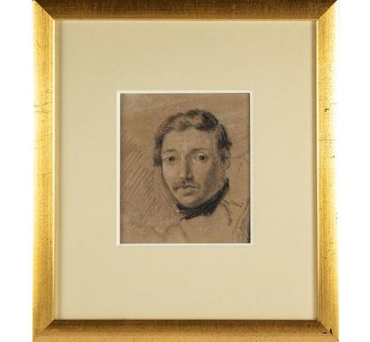 ZIEM Félix ZIEM attribué à 
Portrait d'homme à la moustache (autoportrait jeune ?)
Dessin...