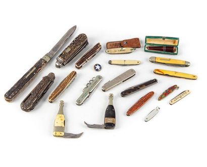 null Collection of penknives with wooden handles - advertising penknives ...