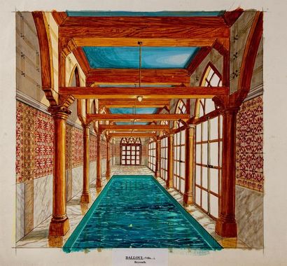 BAILEY Jeffrey BAILEY (1956)
Projet d'intérieur pour une piscine à Beyrouth
Aquarelle...