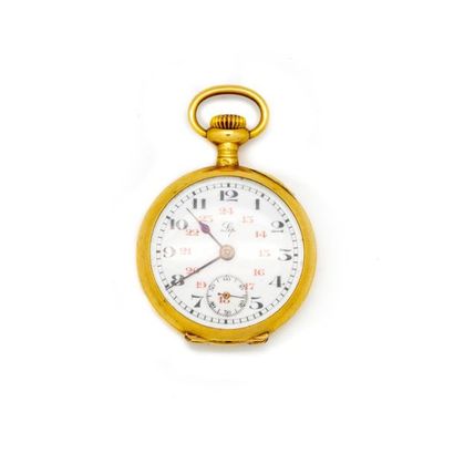 null Small lady's neck watch in yellow gold, enamelled dial, of the brand Lip gross
weight:...