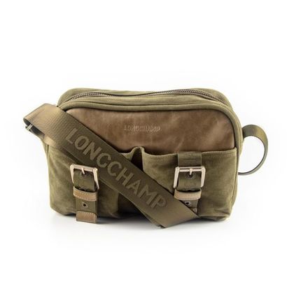 LONCHAMP LONCHAMP
Khaki fabric and leather bag with shoulder strap 
20x26 cm 