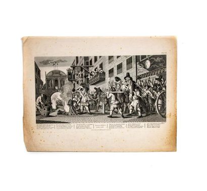 Hogarth From HOGARTH engraved by COOK
Burning the rumps at temple barr
Engraving...