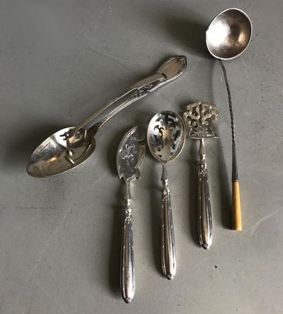 null Matching set of silver lined, silver and silver metal sauce spoon and cream...