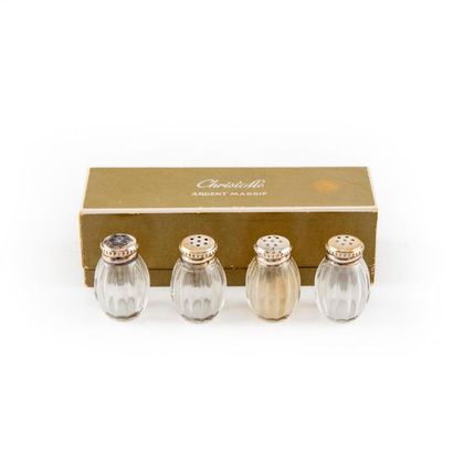 CHRISTOFLE Maison CHRISTOFLE
Suite of four small crystal table salt shakers with...