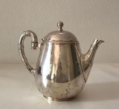 CHRISTOFLE CHRISTOFLE
Small silver plated metal pot model "bamboo" with a belly shape....