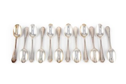 null Twelve Art Deco style silver plated metal spoons