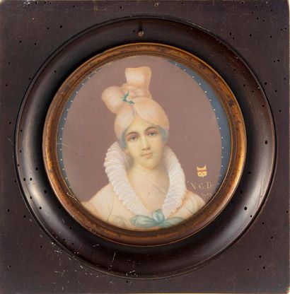 null 19th
century FRENCH SCHOOL Portrait of a woman with turban
Miniature on ivory...