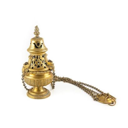 null Openwork and pierced gilt bronze censer. Thuriferous object of religious service.
H...