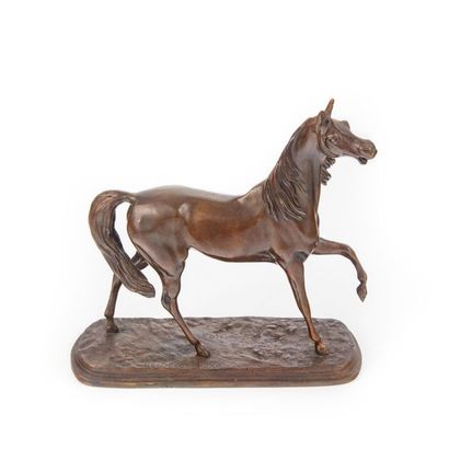 DELABRIERE Paul-Edouard DELABRIERE (1829-1912)
Bronze
horse with brown patina 
Signed...
