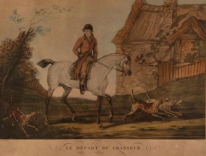 null D'apres VERNET
Paire de gravures sous verre représentant des chasseurs 
"Le...