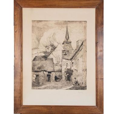 null L. MEILLEURS (XIX-XXe)
Paysage au clocher
Estampe
Signé en bas à droite
49 x...