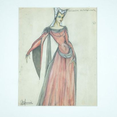 null G. MEUNIER
Projet de costume de la Damoiselle du ballet " Le Chevalier et la...