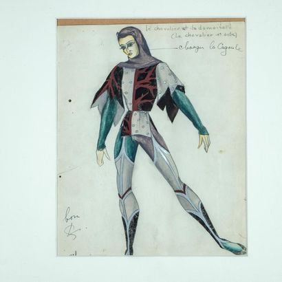 MEUNIER G. MEUNIER
Projet de costume du chevalier, au 1er acte du ballet " Le Chevalier...