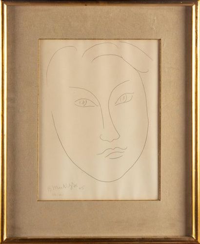 MATISSE Henri MATISSE (1869-1954)
Portrait
Lithographie 
Contresigné Matisse 45
Numéroté...