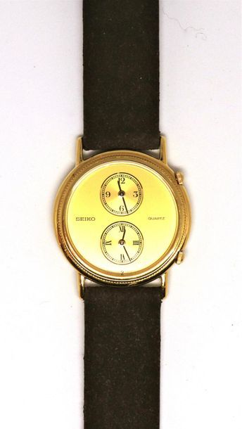 SEIKO SEIKO - Vintage
Montre d'homme à boitier en plaqué or. Cadran rond à deux compteurs...