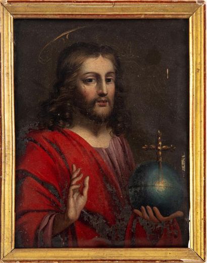 null ECOLE FRANCAISE XVIIIe
Christ bénissant
Huile sur cuivre
22 x 16,5 cm
Manques...