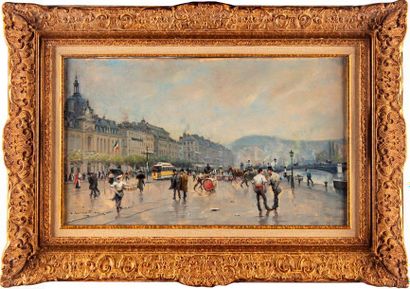 LEMAITRE Léon-Jules LEMAITRE (1850-1905)
Quai de la Bourse à Rouen
Huile sur toile...
