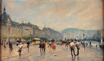 LEMAITRE Léon-Jules LEMAITRE (1850-1905)
Quai de la Bourse à Rouen
Huile sur toile...