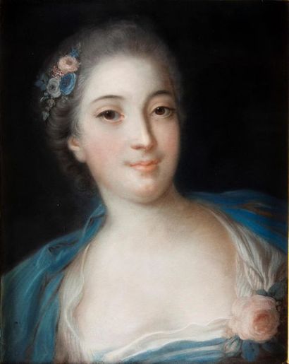 CARRIERA ECOLE ITALIENNE de la fin du XVIIIe dans le goût de Rosalba CARRIERA 
Portrait...