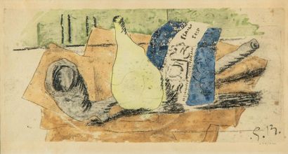 BRAQUE Georges BRAQUE (1882 -1963)
Le paquet de bleu 
Collotype au pochoir sur papier...