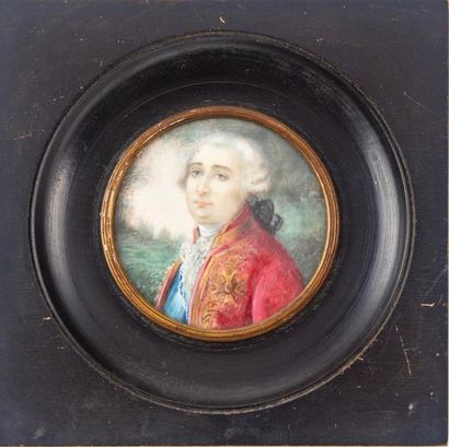  ECOLE FRANCAISE du XVIIIe Portrait présumé du Roi Louis XVI Miniature D. : 6 cm...