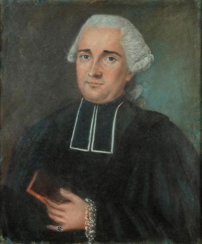 null ECOLE FRANCAISE du XVIIIe
Portrait d'un ecclésiastique 
Pastel
75 x 50 cm environ
Cadre...
