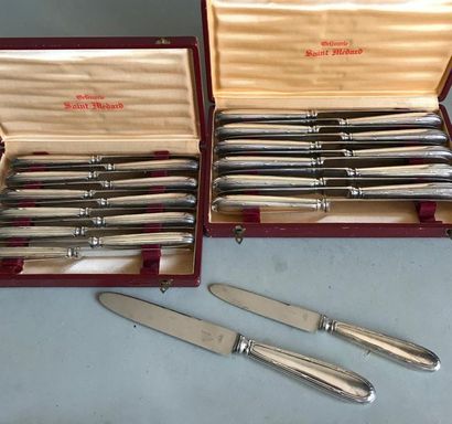 null SAINT MEDARD
Twelve steel table knives and twelve cheese knives with silver...