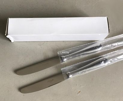null Maison CHRISTOFLE
Suite of twelve cheese knives with silver plated metal handle...