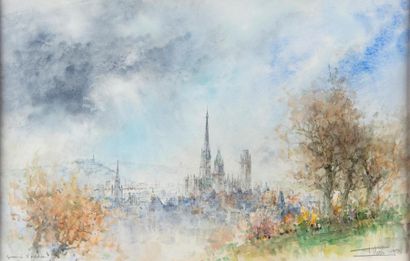 null François HERR ( 1909 - 1995 )
View of Rouen, October
day Watercolor
Signed lower...