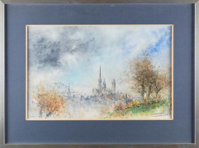 null François HERR ( 1909 - 1995 )
View of Rouen, October
day Watercolor
Signed lower...