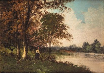 null Late 19th century FRENCH SCHOOL, around Barbizon
Landscapes of paths and river...