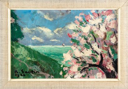 René SAUTIN (1881-1966) Cerisier au bord...