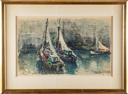 null FRENCH SCHOOL of the XXth 
The Port of Honfleur
Watercolor
Watercolor has a...