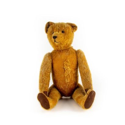 null Teddy Bear, France, teddy bear circa 1920/1930, embroidered nose, eyes in wooden...