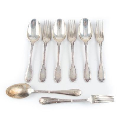 null Set of 4 large silver christening place settings