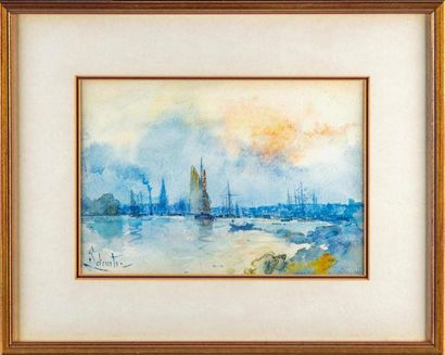 MODERN SCHOOL View of Rouen Watercolour Signed...