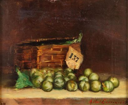 null ECOLE FRANCAISE du XIXe
Still life with plums
Oil on canvas
Signed lower right...