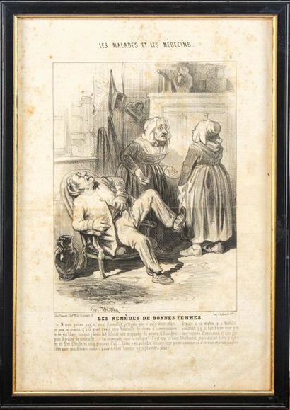 null Suite of four black and white lithographs from Charivari: The Sick and the ...
