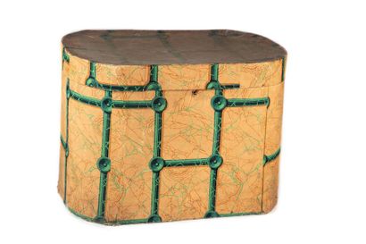 null Large hatbox covered in wallpaper, mid 19th century, boiled cardboard box lined...