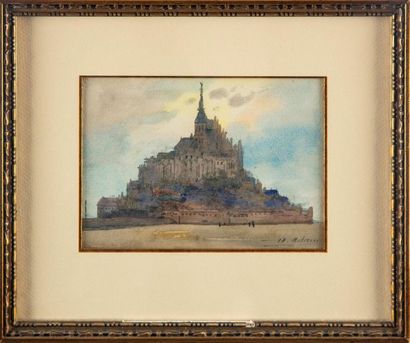 null H. ADAM - XXe
Le Mont Saint Michel 
Vue de Bretagne
Deux aquarelles
10 x 14...