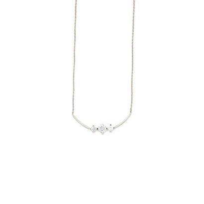 null Necklace pendant in white gold with a central motif adorned with 3 round diamonds...