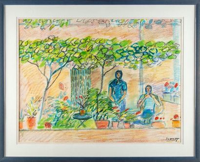 null Robert SAVARY ( 1920 - 2000 )
Le marché provençal
Pastel 
Signed lower right
50...