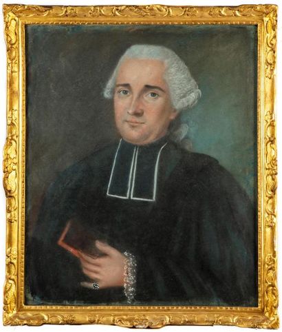 null 18th
century FRENCH SCHOOL Portrait of an ecclesiastic 
Pastel approx
.
75 x...