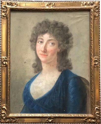 null ECOLE FRANCAISE de la fin du XVIIIe siècle
Portrait de jeune femme à la robe...