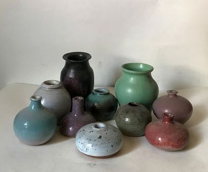 null MISCELLANEOUS ...
Set of ten small glazed ceramic vases with green, black, brown,...