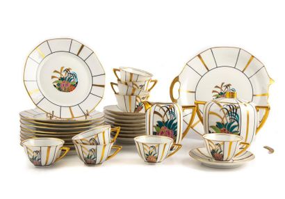 null LIMOGES - Jean Boyer
Art Deco style porcelain coffee service set with Japanese...